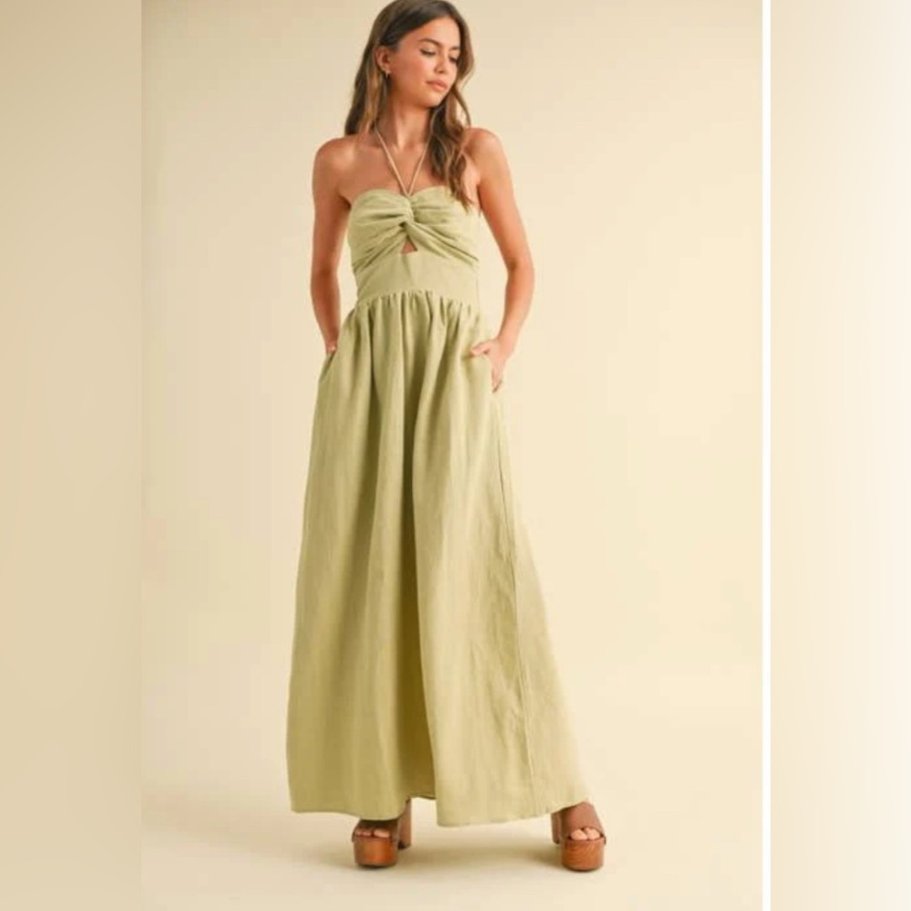 Knitted Front Halter Neck Dress